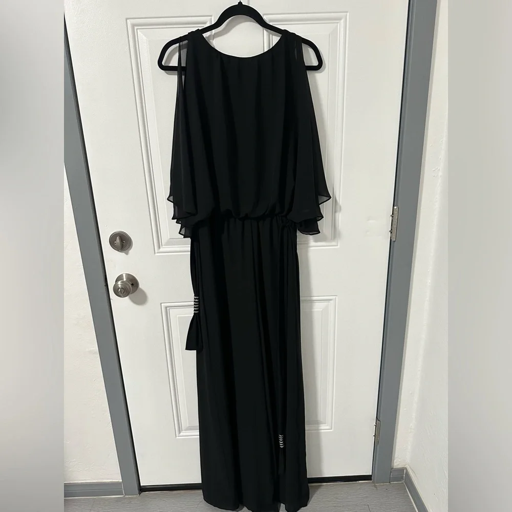 MSK Black Chiffon Overlay Jumpsuit Large NEW - Picture 5 of 16